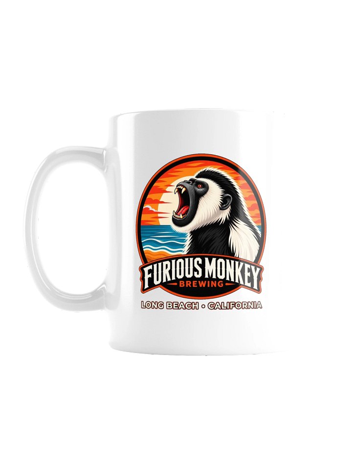 Furious Monkey Brewing white glossy mug
